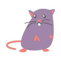 cute rat, mouse in flat cartoon style. mice, animal, rodent. vector graphic.