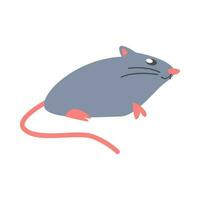 cute rat, mouse side view in flat cartoon style. mice, animal, rodent. vector graphic.