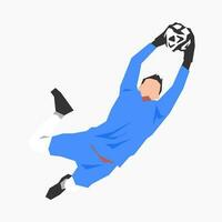 goalkeeper trying to catch the ball. sports theme, football, activity. flat vector illustration.