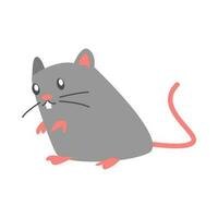 cute single rat in flat cartoon style. mice, mouse, animal, rodent. vector graphic.