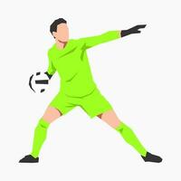 goalkeeper throws the ball. concept of sport, football, activity. flat vector illustration.