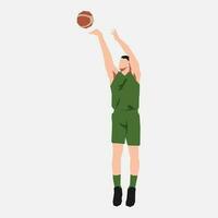 basketball athlete is playing and throwing a basketball. can be used for basketball, sport, activity, training, etc. flat vector illustration.