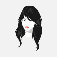 cute young girl with long hair. the concept of beauty, fashion, hairstyle. for t-shirt design, print, etc. vector graphic