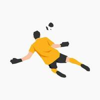 goalkeeper trying to catch the ball. sports theme, football, activity. flat vector illustration.