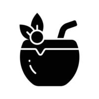 an amazing icon of coconut drink, premium vector of summer drink easy to use