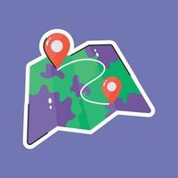 Tri fold chart with location pointer, trendy icon of map location vector