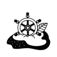 Check out this hand drawn sticker of ship wheel in modern style vector