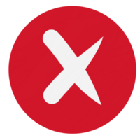 Cross mark in a red circle isolated on transparent background for usage as an illustration, signs and symbol concept png