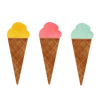 Drawing of each type of ice cream isolated on transparent background for food and eating concept png