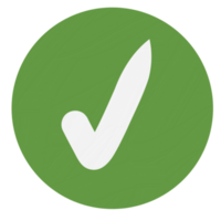 Check mark in a green circle isolated on transparent background for usage as an illustration, signs and symbol concept png