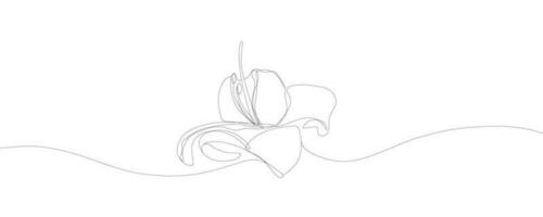 Flower in single continuous line drawing style for logo or emblem. Modern simple vector illustration. Line art flower