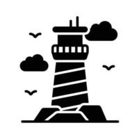 A tower containing a beacon light to warn or guide ships at sea, well designed icon of lighthouse vector