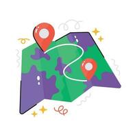 Tri fold chart with location pointer, trendy icon of map location vector