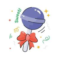 Catch a sight of this lollipop hand drawn vector, icon of confectionery item vector