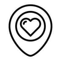 Pin with heart sign icon location map. vector