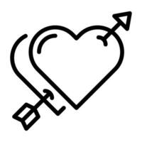 Heart with arrow line icon valentines day. vector