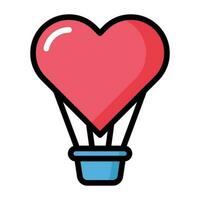 Hot air balloon icon valentines day. vector