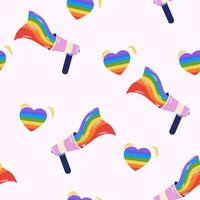 LGBT seamless pattern. Megaphone with rainbow. Pride month. Vector set illustrations of gay pride posters