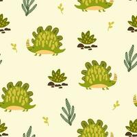 Cute Dinosaurs seamless pattern. Children pattern with dinos. Perfect for fashion clothes, shirt, fabrics, textiles. Scandinavian design. Vector Kids background