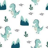 Dino seamless pattern. Animal seamless background, cute vector texture for kids bedding, fabric, wallpaper, wrapping paper, textile, t-shirt print. Vector Kids dinosaurs background