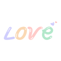 Word Love with mini heart on pastel color. png