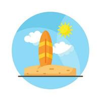 An amazing icon of surfboard in modern style, beach adventure vector