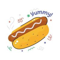 Hot dog burger vector design, hand drawn icon of fast food in modern style