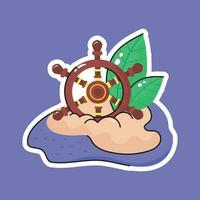 Check out this hand drawn sticker of ship wheel in modern style vector