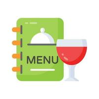 Menu card with a glass of drink showing concept icon of hotel menu card in trendy style vector