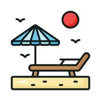 un icono de cama solar representa bronceado o relajación en el sol, prima vector diseño