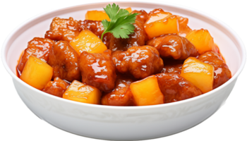 Sweet and sour pork png with AI generated.