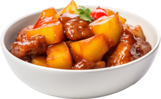 Sweet and sour pork png with AI generated.