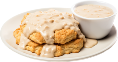 Biscuits and gravy png with AI generated.