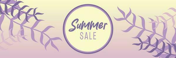 summer sale background, gradient color with leaf ornament. vector for banners, greeting cards, posters, presentations, flyers, social media.