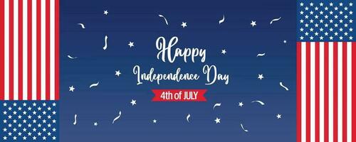 happy american independence day background, with flag decoration. vector design for banner, greeting card, brochure, web, social media.