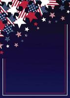 americano independencia día fondo, con estrellas decoración. vector diseño para bandera, saludo tarjeta, presentación, folleto, web, social medios de comunicación.