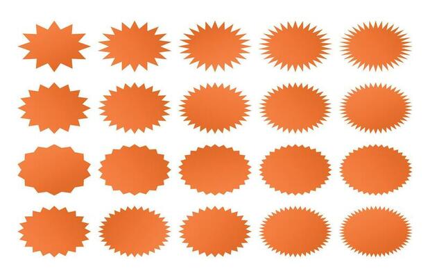 Starburst icon or quality badge, amazing color sale promo blank template set.
