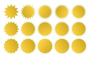 Starburst icono o calidad insignia, increíble color rebaja promoción blanco modelo colocar. vector