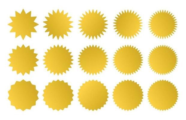 Starburst icon or quality badge, amazing color sale promo blank template set.