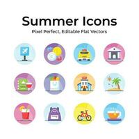 Capture the essence of summer with a vibrant and playful collection of creatively designed icons vector