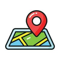 A chart with location pointer, trendy icon of map location vector