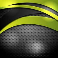 Green and black waves on perforated background vector