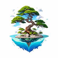 beautiful bonsai image art illustration, generative Ai art photo