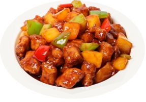 Sweet and sour pork png with AI generated.