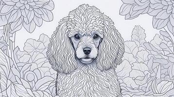 negro y blanco ilustración de perro. colorante libro anti estrés para niños y adultos ilustración aislado en blanco antecedentes - generativo ai tecnología foto