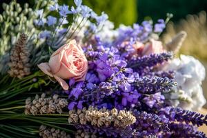 Country life, garden and floral decor, lavender flowers bouquet in the countryside, country cottage style, photo