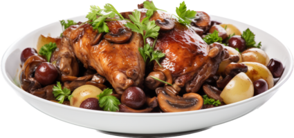 Coq au vin png with AI generated.