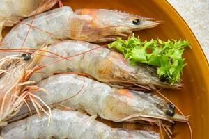 shrimp raw gambas fresh seafood prawn meal food snack on the table copy space food background rustic top view photo