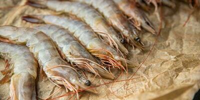 shrimp raw gambas fresh seafood prawn meal food snack on the table copy space food background rustic top view photo