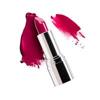 Pink lipstick and sample texture isolated on white background, beauty make-up cosmetics and luxury makeup product, photo